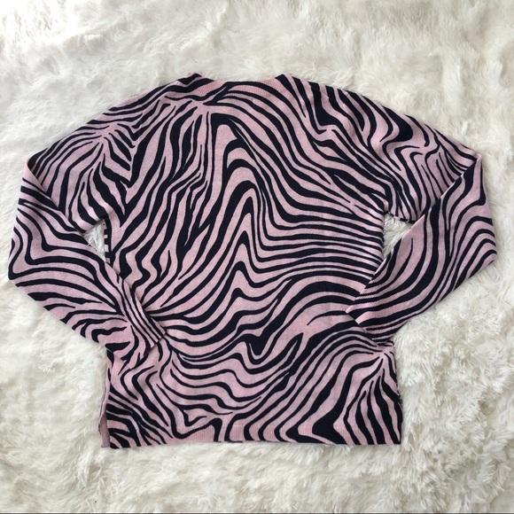 J. CREW • Like New 100% Cashmere Pink and Navy Zebra Striped Pullover Sweater - Picture 13 of 14